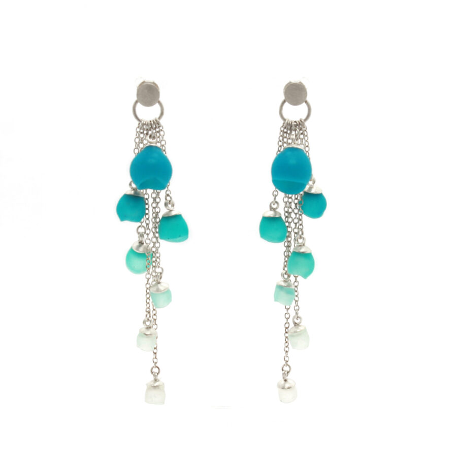 Sea Green cascade Earrings silver by Jenny Llewellyn