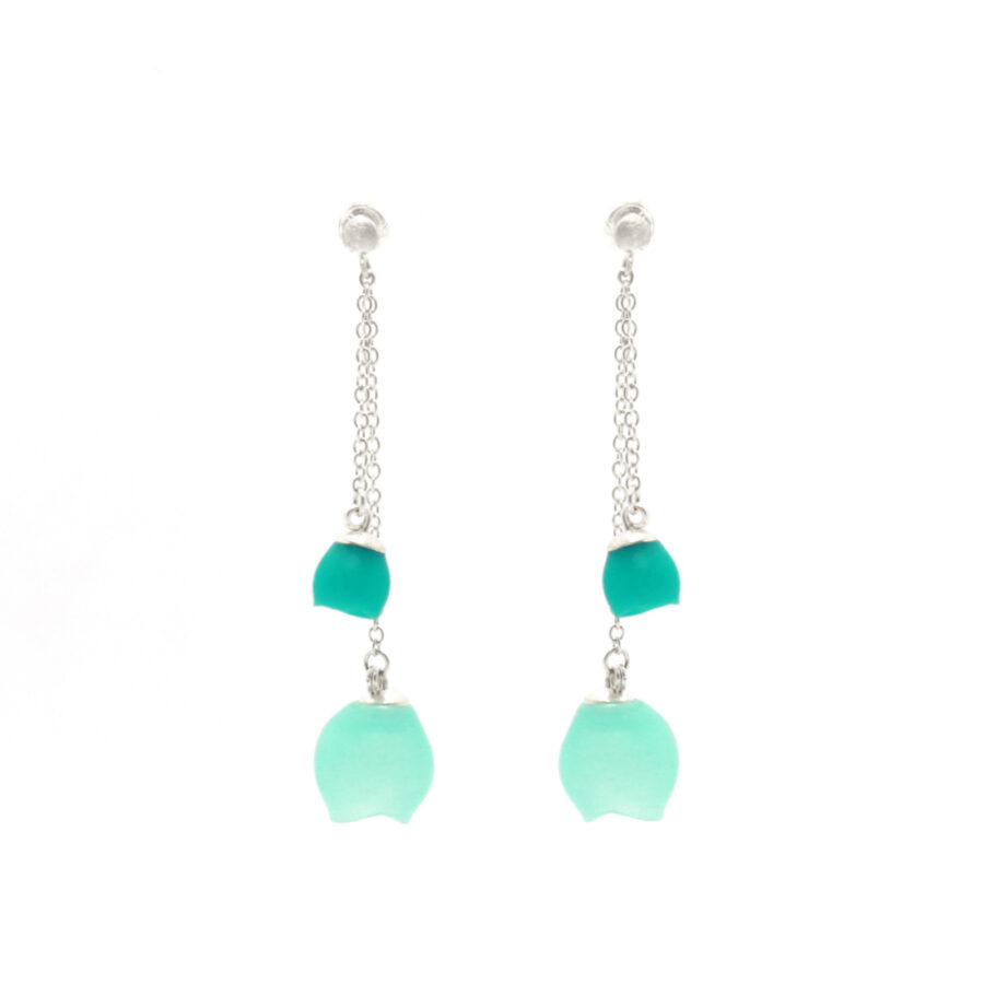 Sea green small Plume double chain drops By Jenny Llewellyn