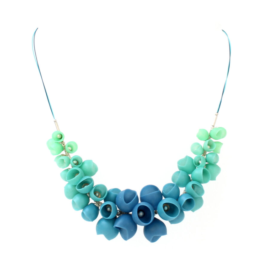 Small graduating cluster necklace teal fade by Jenny Llewellyn
