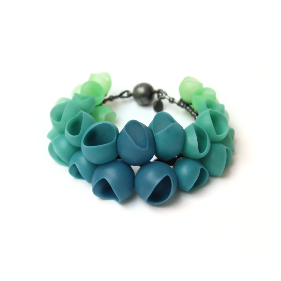 Teal fade cluster bangle by Jenny Llewellyn