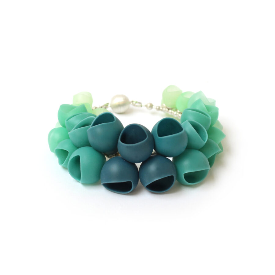 Teal fade cluster bangle by Jenny Llewellyn