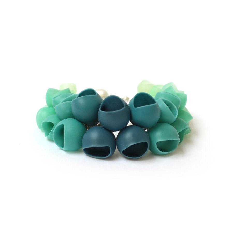 Teal fade cluster bangle by Jenny Llewellyn