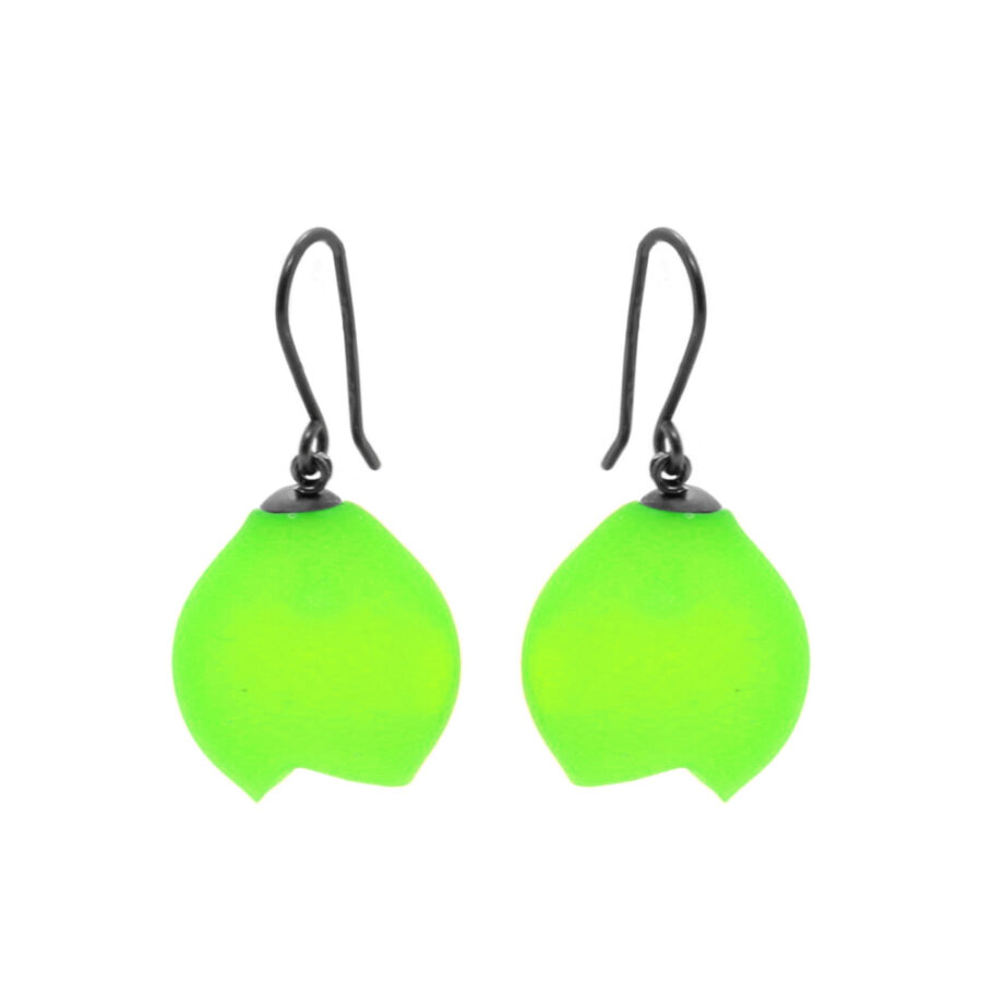 Lime Green earrings drop hooks Medium Jenny Llewellyn silicone jewellery