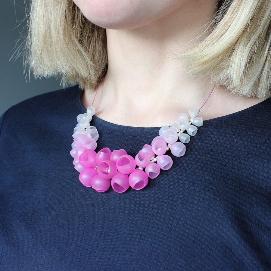 Pink silicone cluster necklace by Jenny Llewellyn