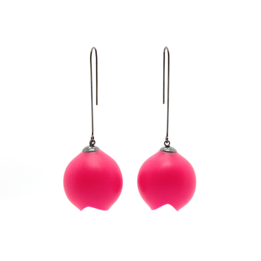 Pink long drops xl silicone earrings