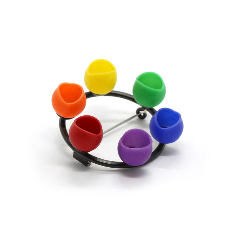 Colour wheel brooch silicone jewellery by Jenny Llewellyn