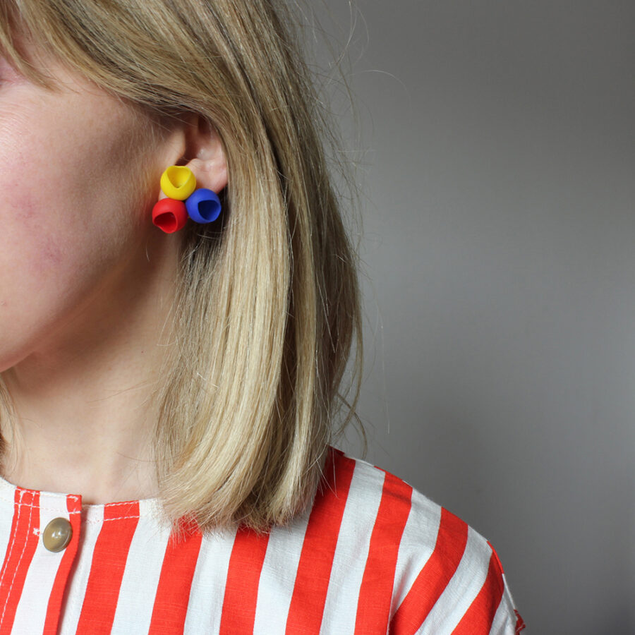 Primary colour studs silicone earrings by Jenny Llewellyn