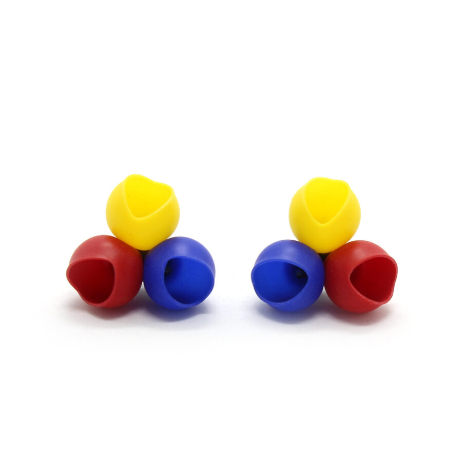 Primary colour studs silicone earrings by Jenny Llewellyn