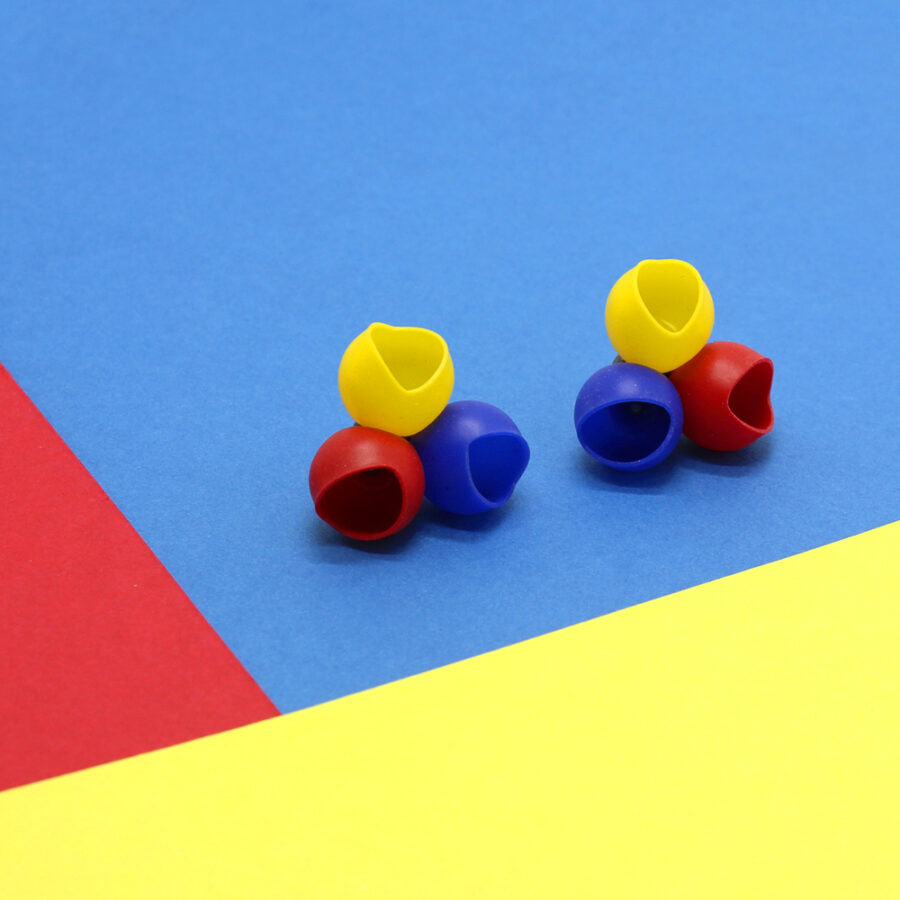 Primary colour studs silicone earrings by Jenny Llewellyn