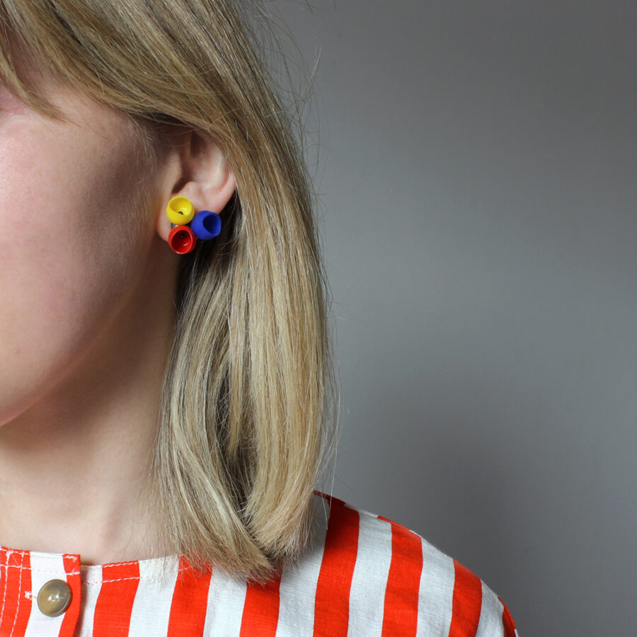 Primary colour studs silicone earrings by Jenny Llewellyn