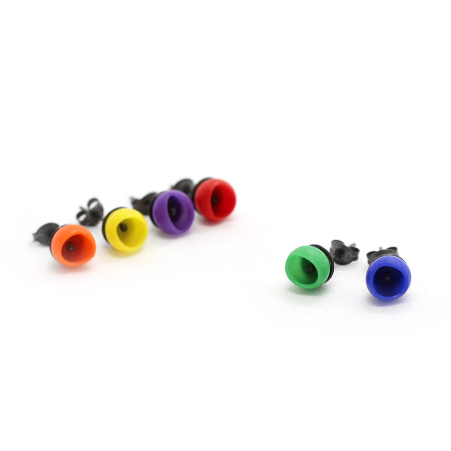 Colour wheel earrings set silicone jewellery by Jenny Llewellyn
