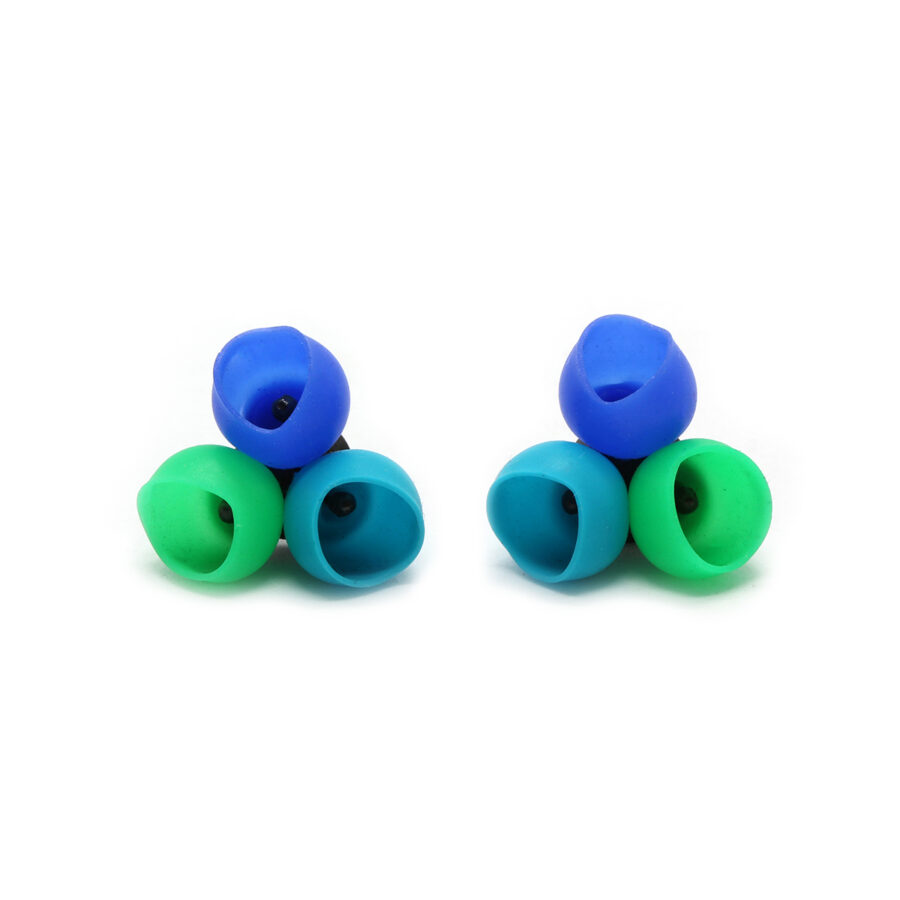 Blue and green fade studs by Jenny Llewellyn silicone jewellery