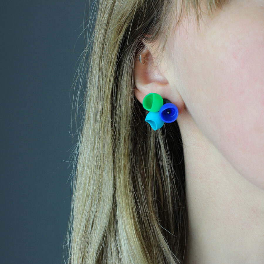 Blue and green fade studs by Jenny Llewellyn silicone jewellery