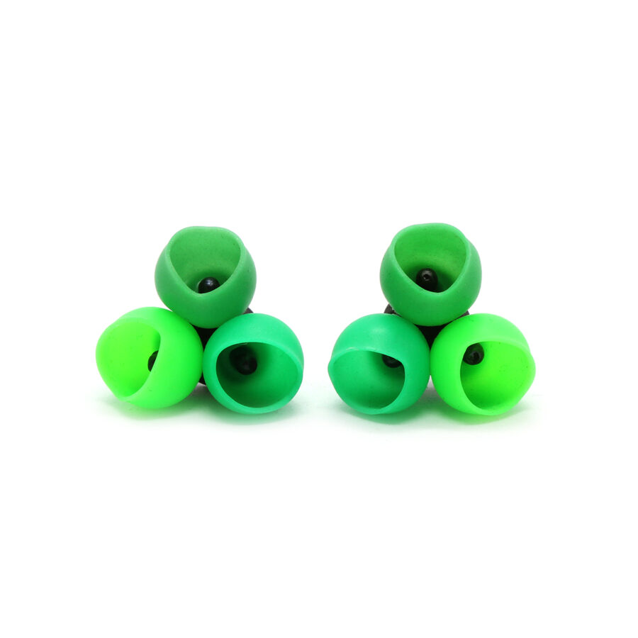 Green fade studs by Jenny Llewellyn silicone jewellery