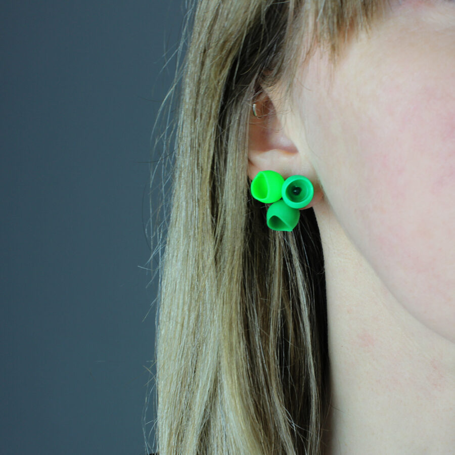 Green fade studs by Jenny Llewellyn silicone jewellery