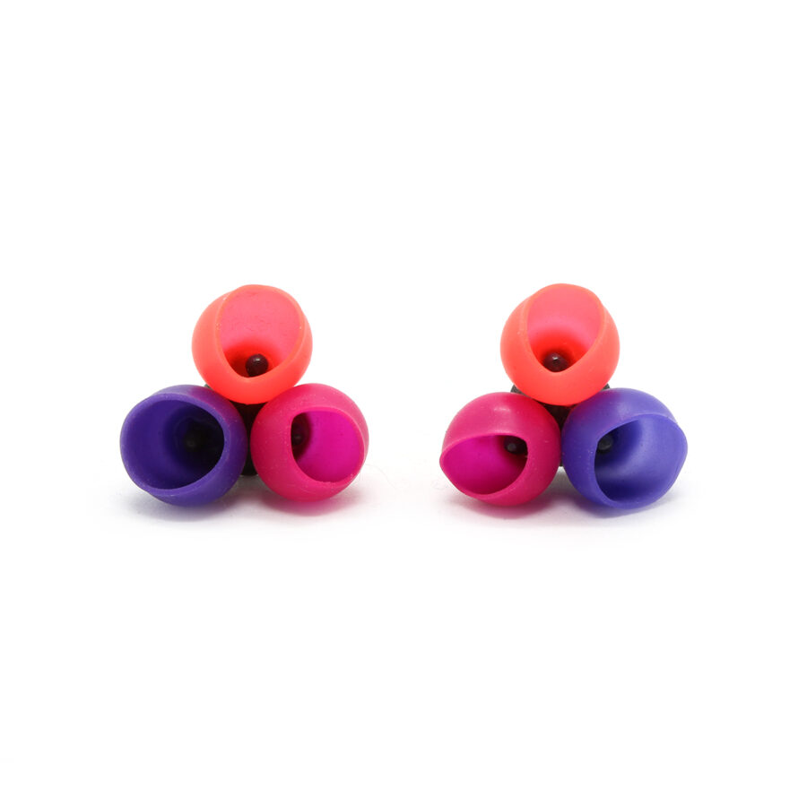 Purple and pink fade studs by Jenny Llewellyn silicone jewellery