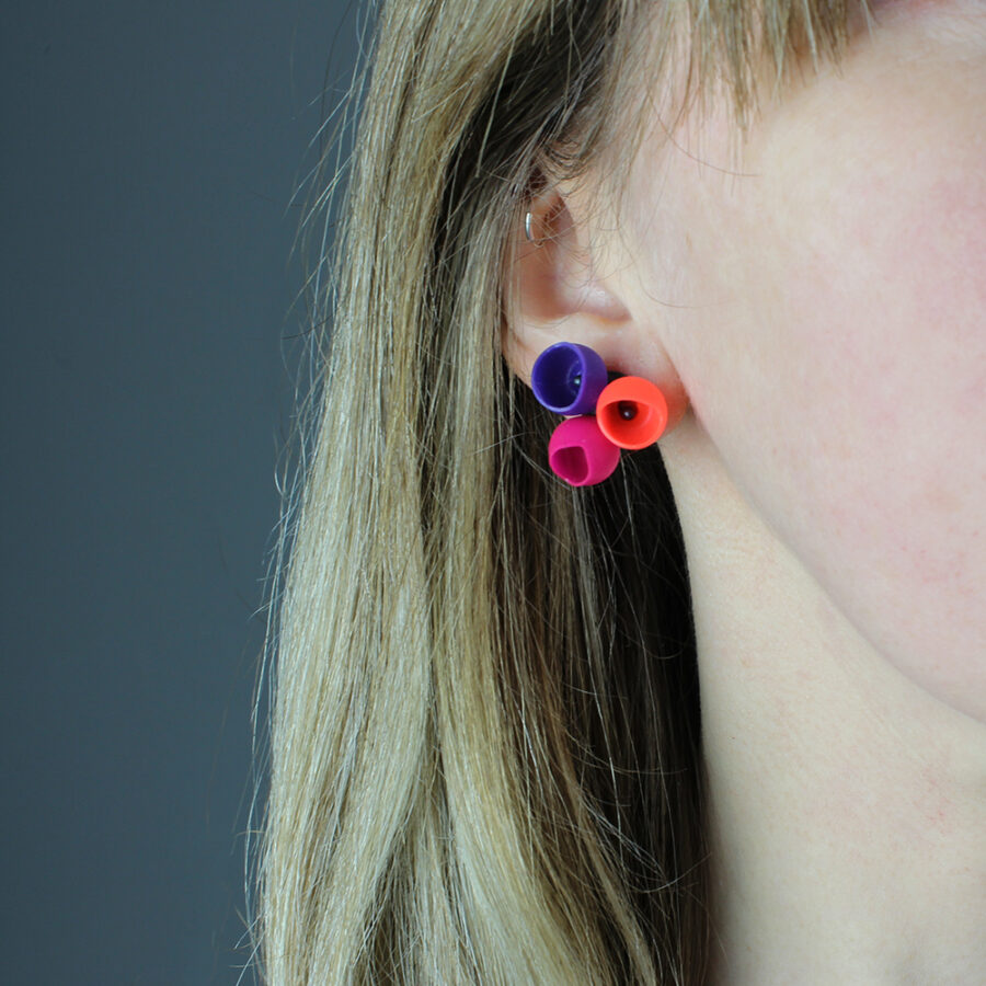 Purple and pink fade studs by Jenny Llewellyn silicone jewellery