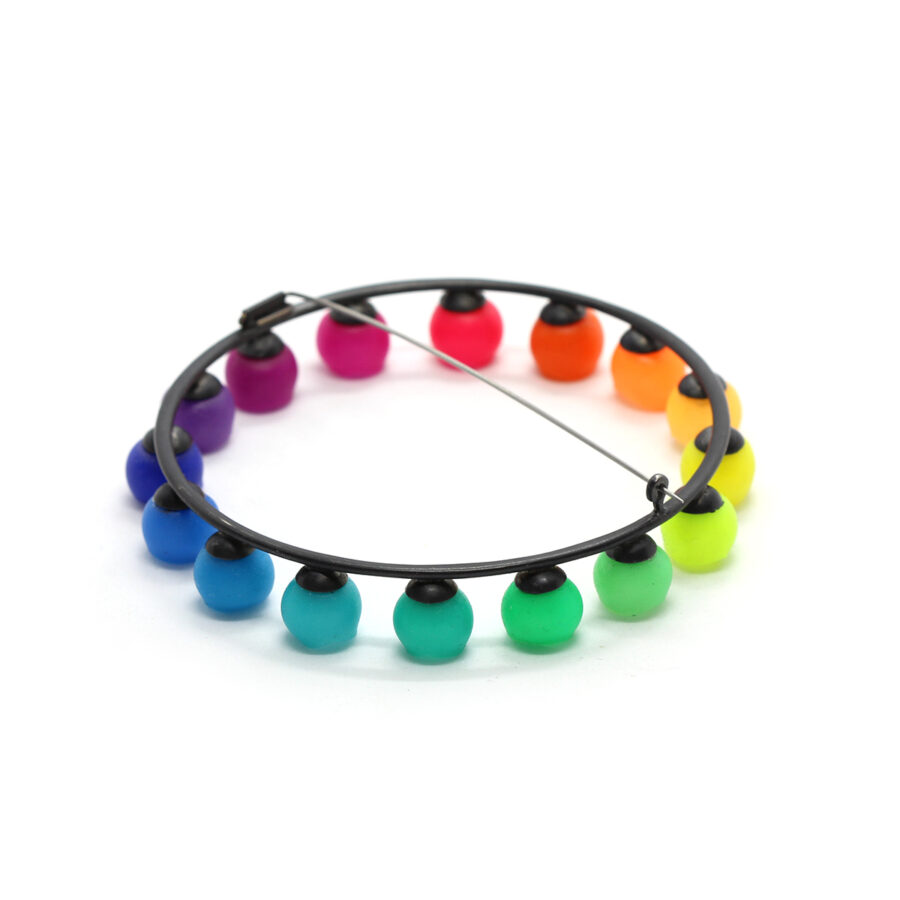 Rainbow brooch by Jenny Llewellyn silicone jewellery