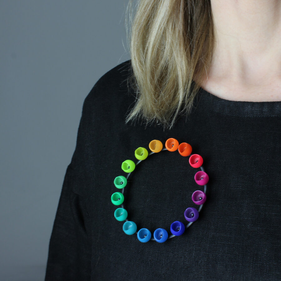 Rainbow brooch by Jenny Llewellyn silicone jewellery