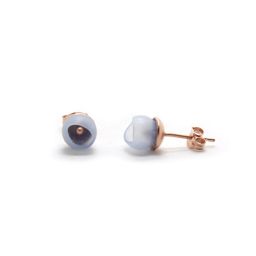 Rose Gold pale blue studs by Jenny Llewellyn silicone jewellery