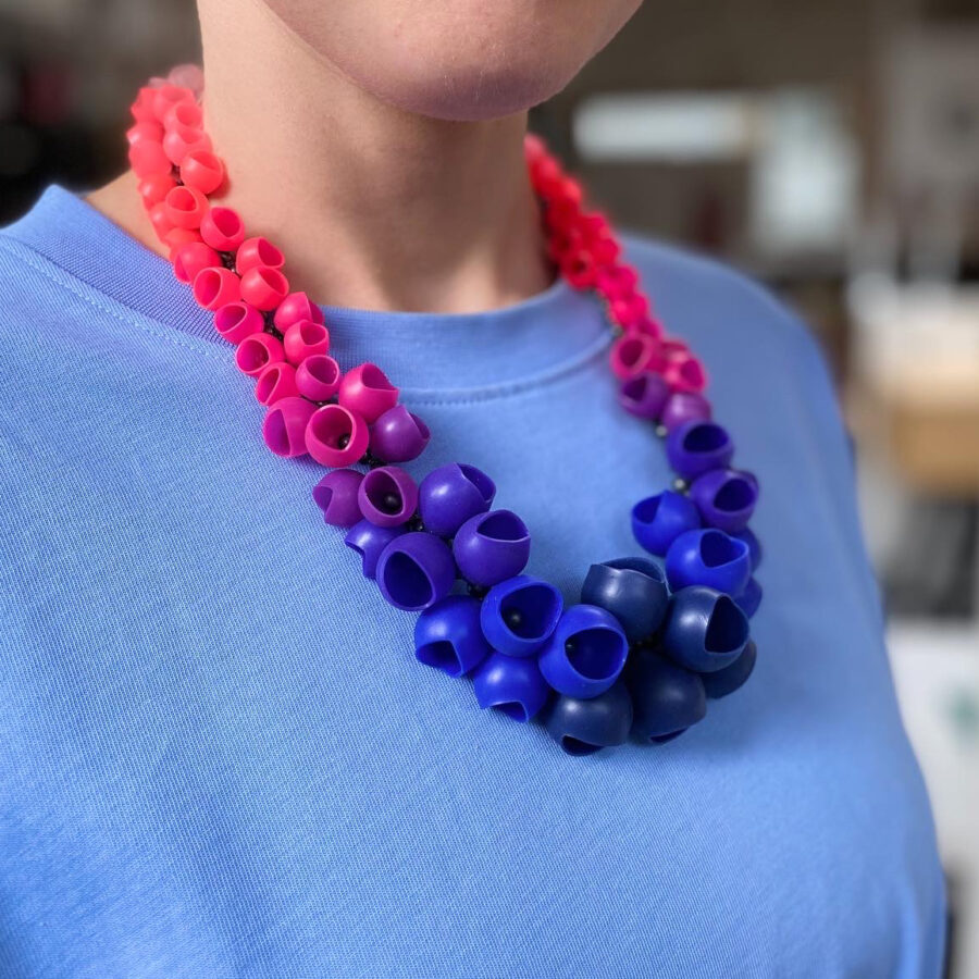 blue purple pink fade necklace